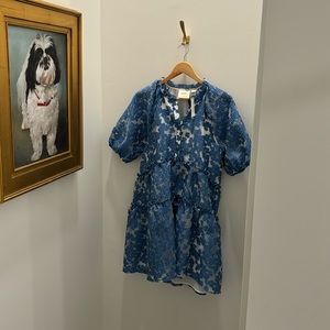 Maeve Short-Sleeve V-Neck Tiered Tunic Mini Dress